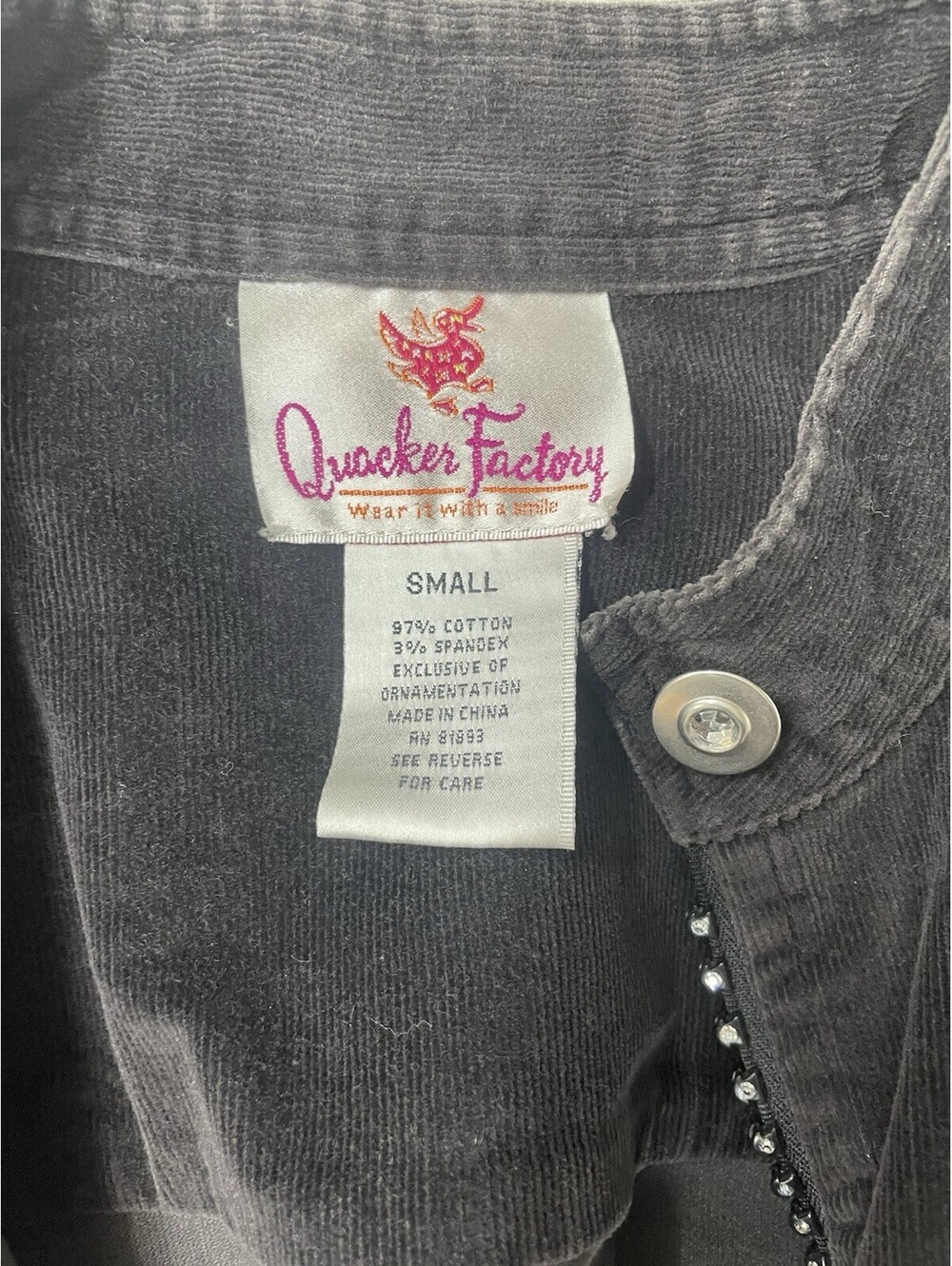 vintage quacker factory jacket Size Small Black - Picture 4 of 6